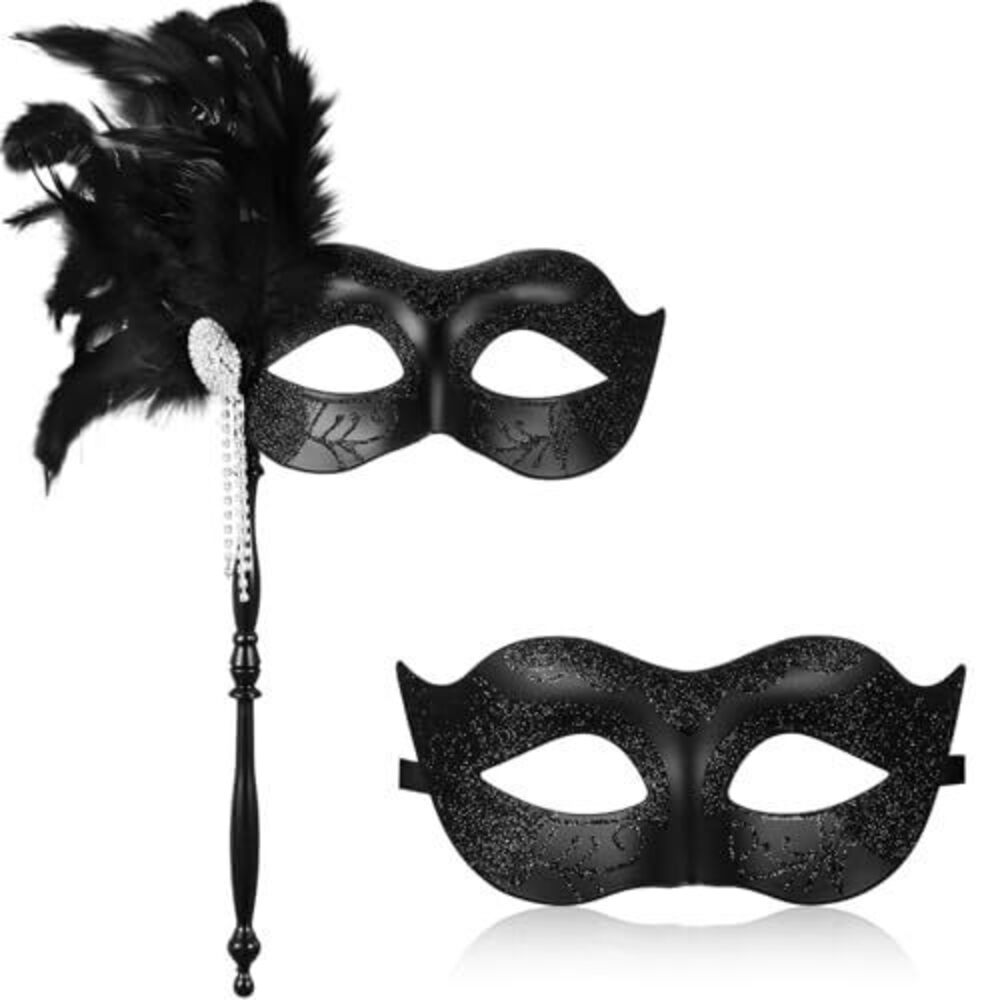 5646 2 Packs Masquerade Mask for Couple Mardi Gras Venetian Party Masks